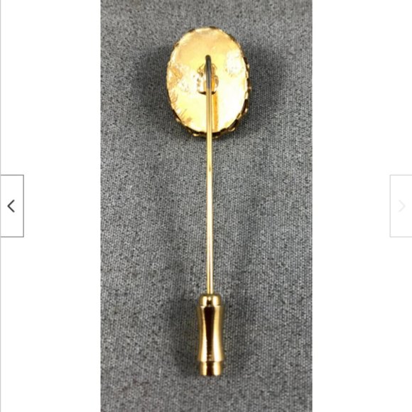 Vintage Gold Tone Sunstone Stick Lapel Scarf Tie Pin Brooch - Picture 3 of 3